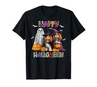 Cappello da Strega con Cane Spaniel King Charles Spaniel, Spaventoso Cavalier per Halloween Maglietta