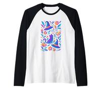Cappello da Strega con Gatto Stravagante, Motivo Floreale, per Halloween Maglia con Maniche Raglan