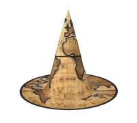 Cappello da strega con mappa antica del mondo, elegante, per Halloween, per feste, carnevale e cosplay, leggero e pieghevole