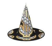 Cappello da strega con stampa del segno del dollaro dorato per Halloween, accessorio per costume da donna, per feste di Halloween, accessori cosplay, 2 pezzi