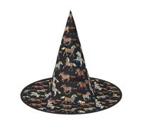 Cappello da strega con stampa di cavallo marrone, confezione da 2 pezzi, per carnevale, feste in maschera, cappelli salvaspazio