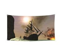 Cappello da strega con stampa di nave pirata, copertura completa, per Halloween, festival, feste e feste in tessuto lavabile in lavatrice