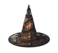Cappello da strega con stampa di nave pirata fantasy, unisex, per adulti e ragazzi, accessorio per feste di carnevale