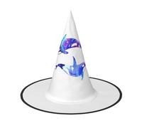 Cappello da strega con stampa orca killer whale per adolescenti e adulti, unisex, per carnevale e feste a tesa larga
