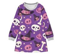 Cappello da strega con teschio viola, modello per Halloween, per bambine e bambini, vestito carino da festa 2-8T, Multi, 3 anni