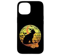 Cappello da strega con zucche di Halloween vintage e tramonto lunare Custodia per iPhone 15