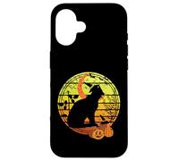 Cappello da strega con zucche di Halloween vintage e tramonto lunare Custodia per iPhone 16