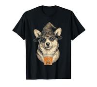 Cappello da Strega Corgi Halloween caffè Freddo Maglietta