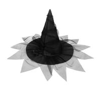 Cappello da strega da donna in rete con rosa vintage gotico cappello da | Testa da strega a tesa larga in tulle con decorazione floreale a punta, per Halloween, feste in costume, cosplay