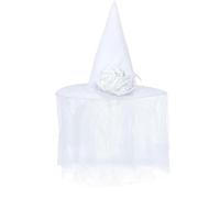 Cappello da strega da sposa bianco - Cappello da strega da donna, cappello da strega con velo con , accessorio elegante per costume da strega, cappello da strega bianco, cappello da strega da