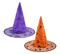 Cappello da strega di Halloween, 2 Pezzi Cappelli da Festa per Streghe, Maghi con Ragnatela di Halloween