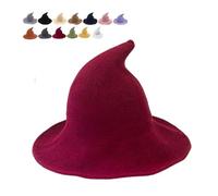 Cappello da strega di Halloween, cappello da mago classico H-at per Halloween, lavorato a maglia, 45,7 cm, grande feltro tinta unita a tesa larga, cappello da mago per feste, gotico, per donne e