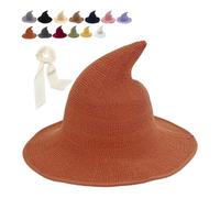Cappello da strega di Halloween, cappello da mago classico H-at per Halloween, lavorato a maglia, 45,7 cm, grande in feltro tinta unita, a tesa larga, cappello da mago, per donne e uomini (arancione)