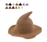 Cappello da strega di Halloween, cappello da mago classico H-at strega di Halloween, lavorato a maglia, 45,7 cm, grande in feltro tinta unita, a tesa larga, cappello da mago per feste gotico, per