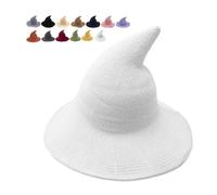 Cappello da strega di Halloween, cappello da mago classico H-at strega di Halloween, lavorato a maglia, 45,7 cm, grande feltro tinta unita a tesa larga, cappello da mago per feste, gotico, per donne e