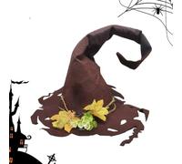 Cappello da strega di Halloween - Cappello in feltro classico a tesa larga per adulti, accessorio per costume cosplay resistente allo schiacciamento, novità spaventosa per festa di stregoneria