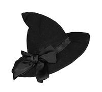Cappello da strega di Halloween con fiocco di rosa da donna e ragazza, cappello a punta larga, cappello da strega a tesa larga, cappello da mago, cappello gotico lavorato a maglia, in maschera,