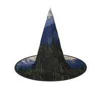 Cappello da strega di Halloween, con stampa di aeroplano sul lago, cappello pieghevole da guglia, adatto per Halloween, carnevale, feste in maschera, accessori per costumi da festa