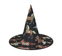Cappello da strega di Halloween con stampa di cavallo marrone, cappello pieghevole da guglia, adatto per Halloween, carnevale, feste in maschera, accessori per costumi da festa