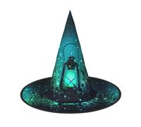 Cappello da strega di Halloween, con stampa di lucciole e lanterne, cappello pieghevole, adatto per Halloween, carnevale, feste in maschera, accessori per costumi da festa