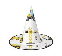 Cappello da strega di Halloween con stampa di macchinari pesanti, unisex, per feste, feste di Natale, carnevale e cosplay