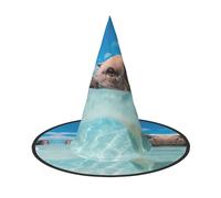 Cappello da strega di Halloween, con stampa di maiale, cappello pieghevole da guglia, adatto per Halloween, carnevale, feste in maschera, accessori per costumi da festa