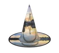 Cappello da strega di Halloween con stampa occhio di Londra, cappello pieghevole da guglia, adatto per Halloween, carnevale, feste in maschera, accessori per costumi