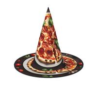 Cappello da strega di Halloween per pizza da donna, a tesa larga, pieghevole, a punta, per feste di Halloween, 2 pezzi