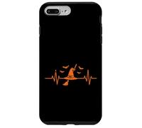 Cappello da strega e scopa battito cardiaco linea ECG Halloween Custodia per iPhone 7 Plus/8 Plus