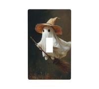 Cappello da strega fantasma che vola sulla scopa copertura interruttore della luce decorativo singolo Toggle 1 Gang piastra da parete per cucina fattoria camera da letto bagno decorazione artistica