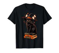 Cappello da Strega Gatto Nero di Halloween Here for The Boos Meows Maglietta