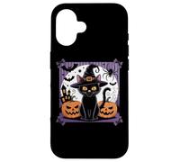 Cappello da strega gatto nero per Halloween Custodia per iPhone 16