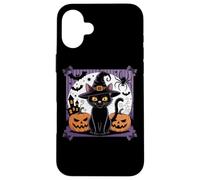 Cappello da strega gatto nero per Halloween Custodia per iPhone 16 Plus