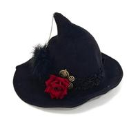 Cappello da strega gotico a tesa larga di Halloween, cappello mago a cono retrò con rosa, accessorio for feste cosplay for donne adulte