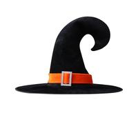 Cappello Da Strega Nero - Cappello Da Strega Di Halloween,Cappello Da Strega Nero | Cappello Costume da Mago di Halloween, cappello da strega nero con fibbia argento, cappello a punta di terzo