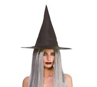 Cappello Da Strega Nero Per Adulti Halloween Alto 43Cm Accessorio Per Costume