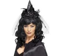 Cappello Da Strega Nero Per Donne Accessorio Di Costume Di Halloween Per Adulti