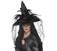 Cappello Da Strega Nero Per Donne Accessorio Di Costume Di Halloween Per Adulti