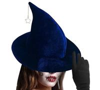 Cappello da strega per Halloween, elegante berretto magico con ciondolo a forma di stella, classico costume da cono, per cosplay, teatro, celebrazione, look mago, performance styling party