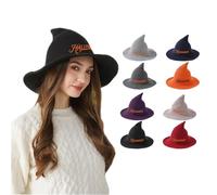 Cappello da Strega Personalizzato con Ricamo di Nomi - Decorazione Ideale per Halloween e Feste in Maschera - 8 Tinte Disponibili - Copricapo per Streghe - Cappelli da Strega per Party