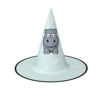 Cappello da strega pieghevole con stampa di ippopotamo per Halloween, cappello da strega, cappello da strega, cappello da strega, 1 pezzo