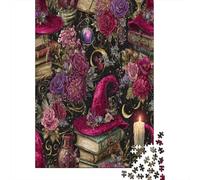 Cappello da Strega, Rosa, Libro degli Incantesimi1000 Pezzi Impossibili Per Adulti, Giochi, Regali, Sfide Per BambiniCandela e luna crescente38x26cm/1000pcs