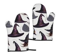 Cappello da strega stampa elegante unisex guanti da barbecue 5,9 x 27,9 cm guanti da cucina impermeabili per cucinare