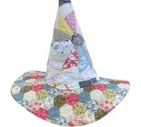 Cappello da strega trapuntato, cappello artigianale in stile folk, cappello da strega trapuntato fatto a mano Prairie Misfit, per cosplay e Halloween (C)