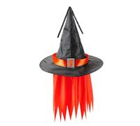 Cappello da strega unisex per Halloween, divertente e accattivante, con capelli, accessorio per costume da brivido divertente, cappello a punta con fibbia, parrucca verde per carnevale