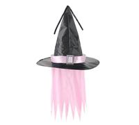 Cappello da strega unisex per Halloween, divertente e accattivante, con capelli, accessorio per costume da brivido divertente, cappello a punta con fibbia, parrucca verde per carnevale