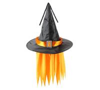 Cappello da strega unisex per Halloween, divertente e accattivante, con capelli, accessorio per costume da brivido divertente, cappello a punta con fibbia, parrucca verde per carnevale