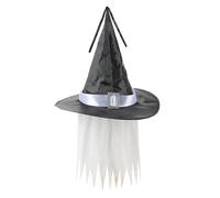 Cappello da strega unisex per Halloween, divertente e accattivante, con capelli, accessorio per costume da brivido divertente, cappello a punta con fibbia, parrucca verde per carnevale