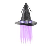 Cappello da strega unisex per Halloween, divertente e accattivante, con capelli, accessorio per costume da brivido divertente, cappello a punta con fibbia, parrucca verde per carnevale