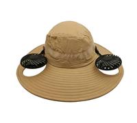 Cappello da trekking, con ricarica USB, cappello a forma di cubo a tesa larga con ventilatore | per spiaggia, escursionismo, giardinaggio, viaggi, vacanze ed estate, Kaki